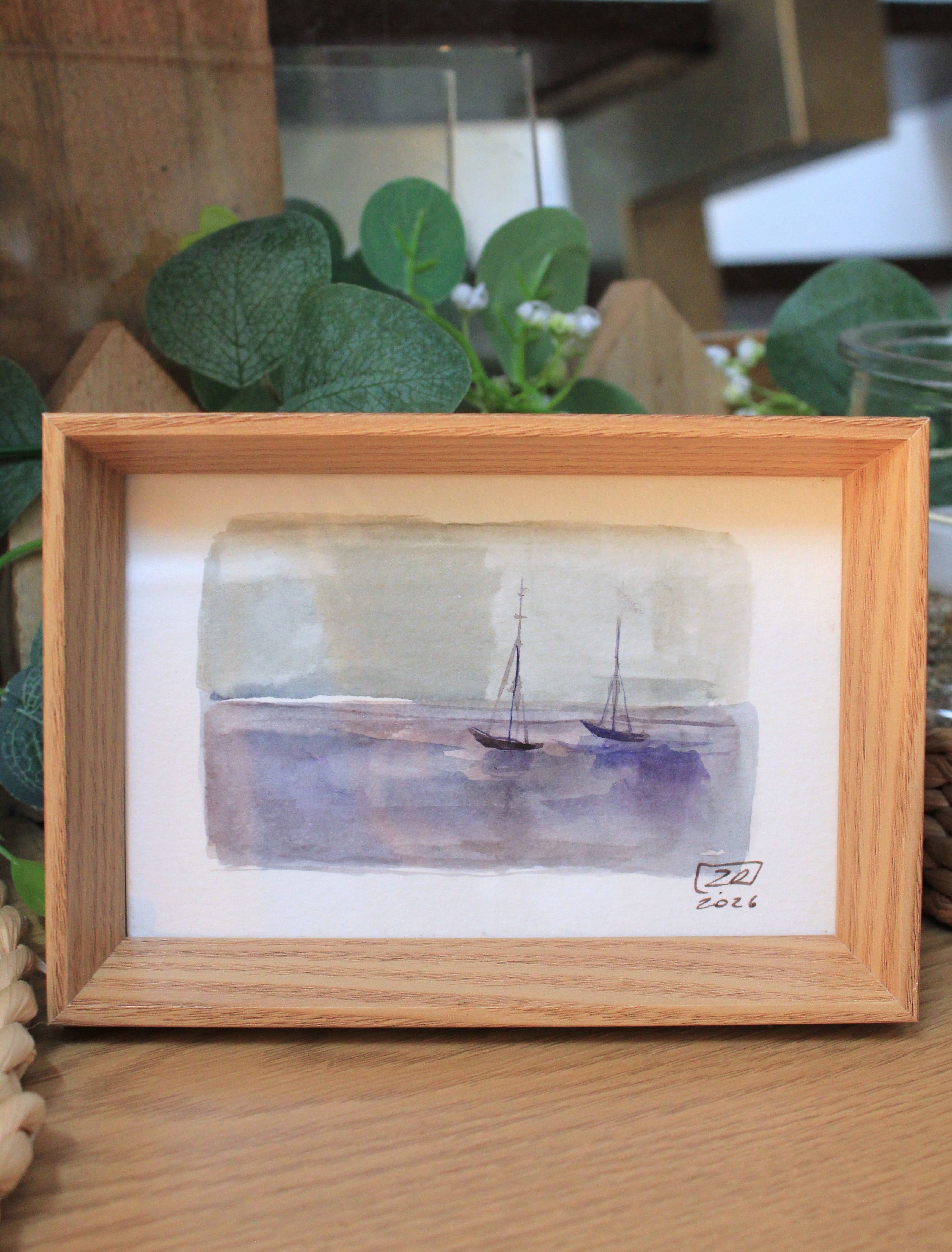 Żaglówki - Fiolet, Szary 10 x 15 cm