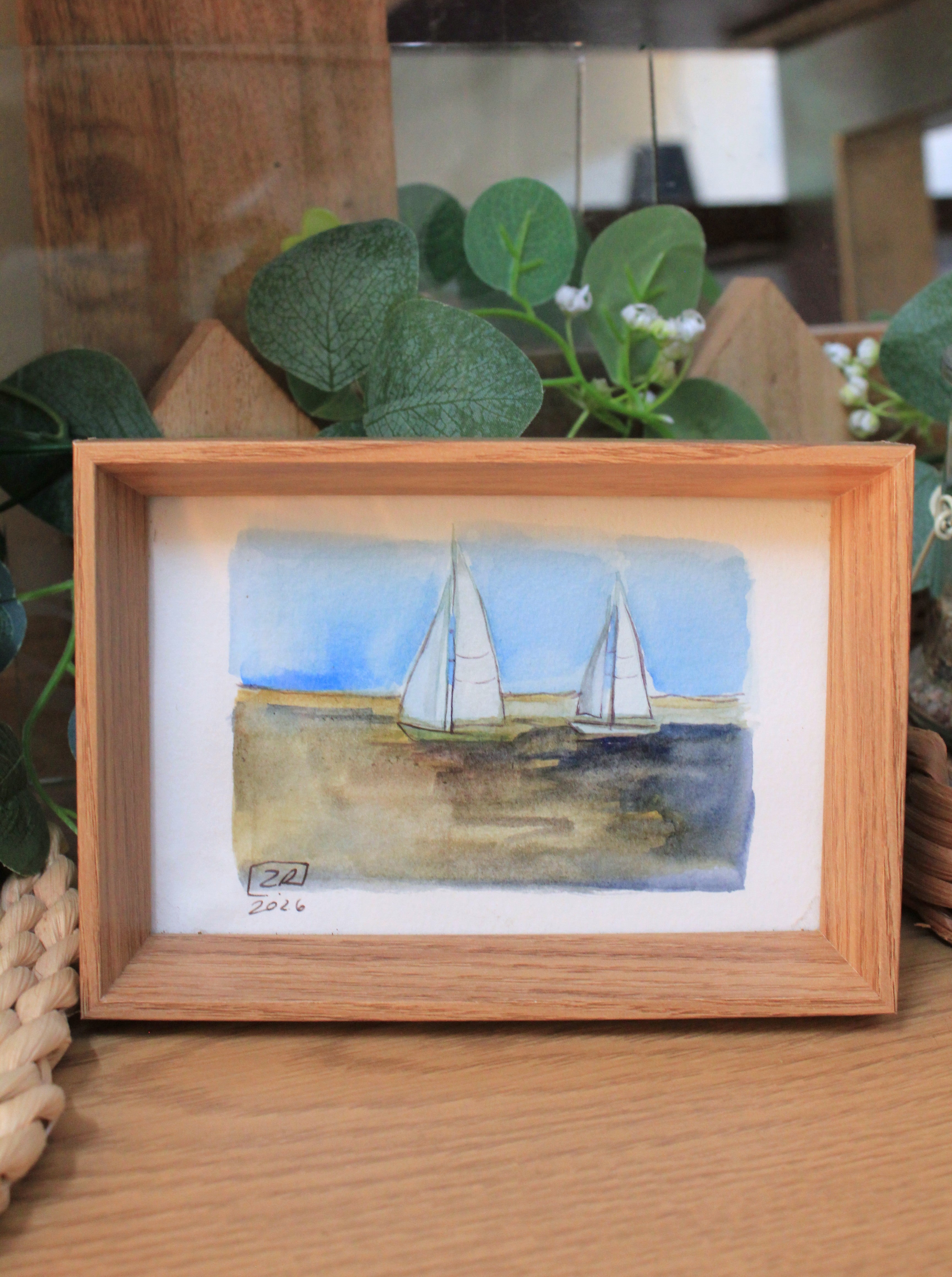 Żaglówki - Błękit, brąz, zieleń 10 x 15 cm
