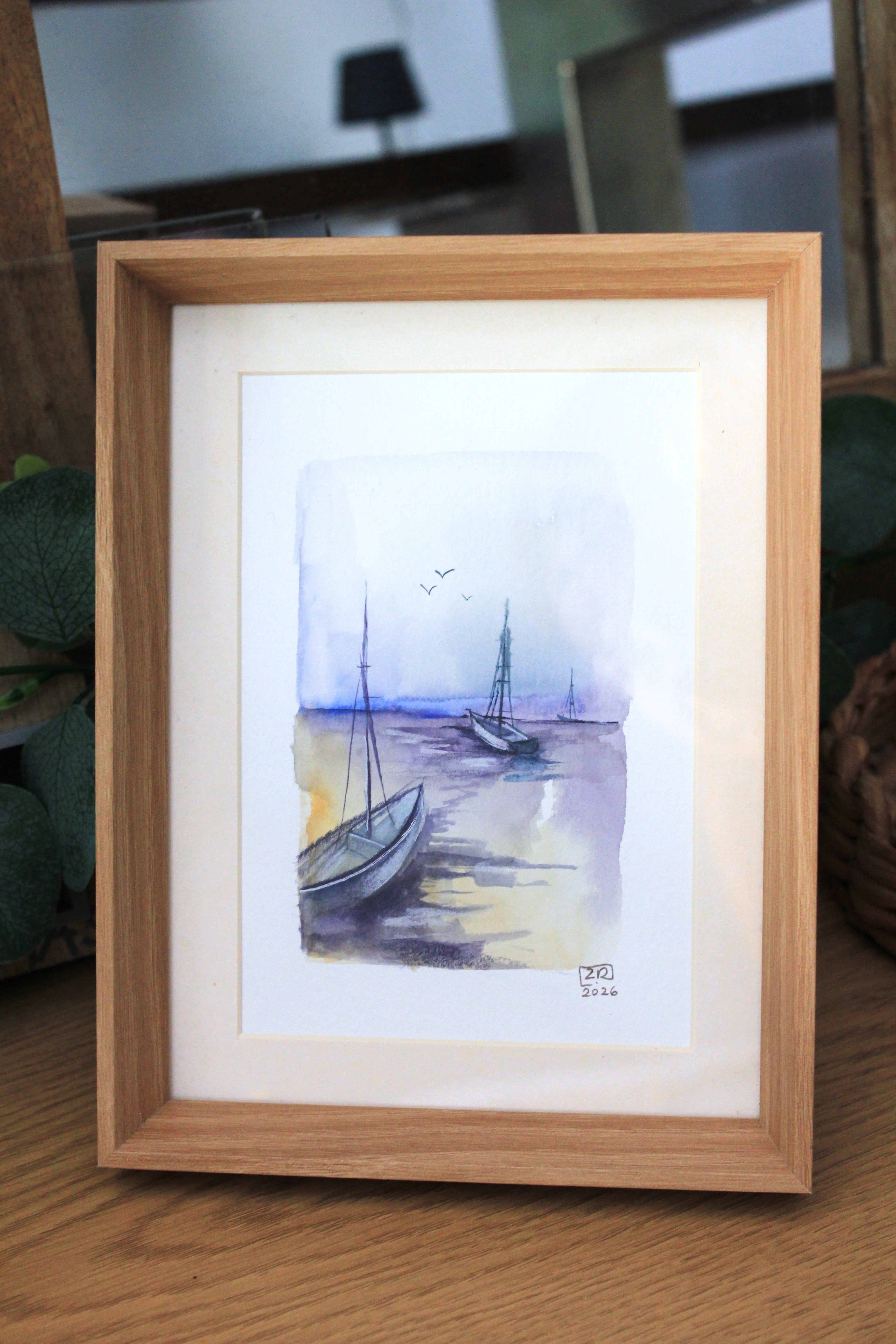 Żaglówki - Błękit, fiolet, żółty 13 x 18 cm