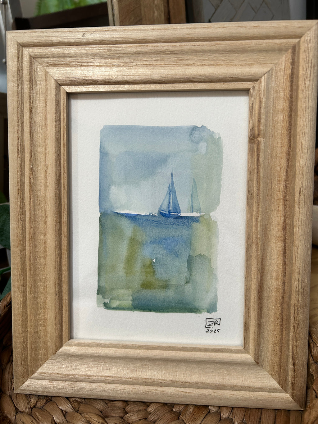 Żaglówki - Błękit, zielony 13 x 18 cm