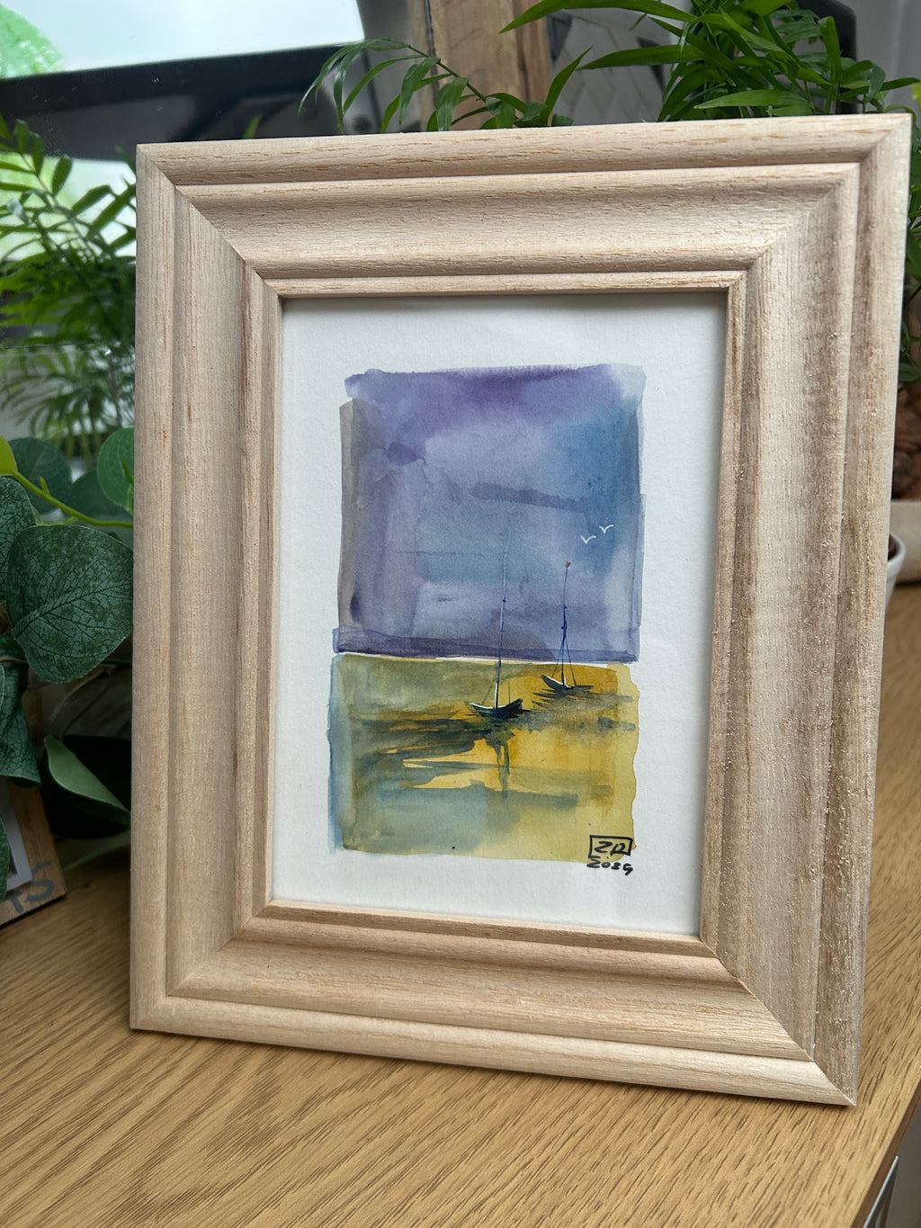 Żaglówki - Fiolet, żółty 13 x 18 cm