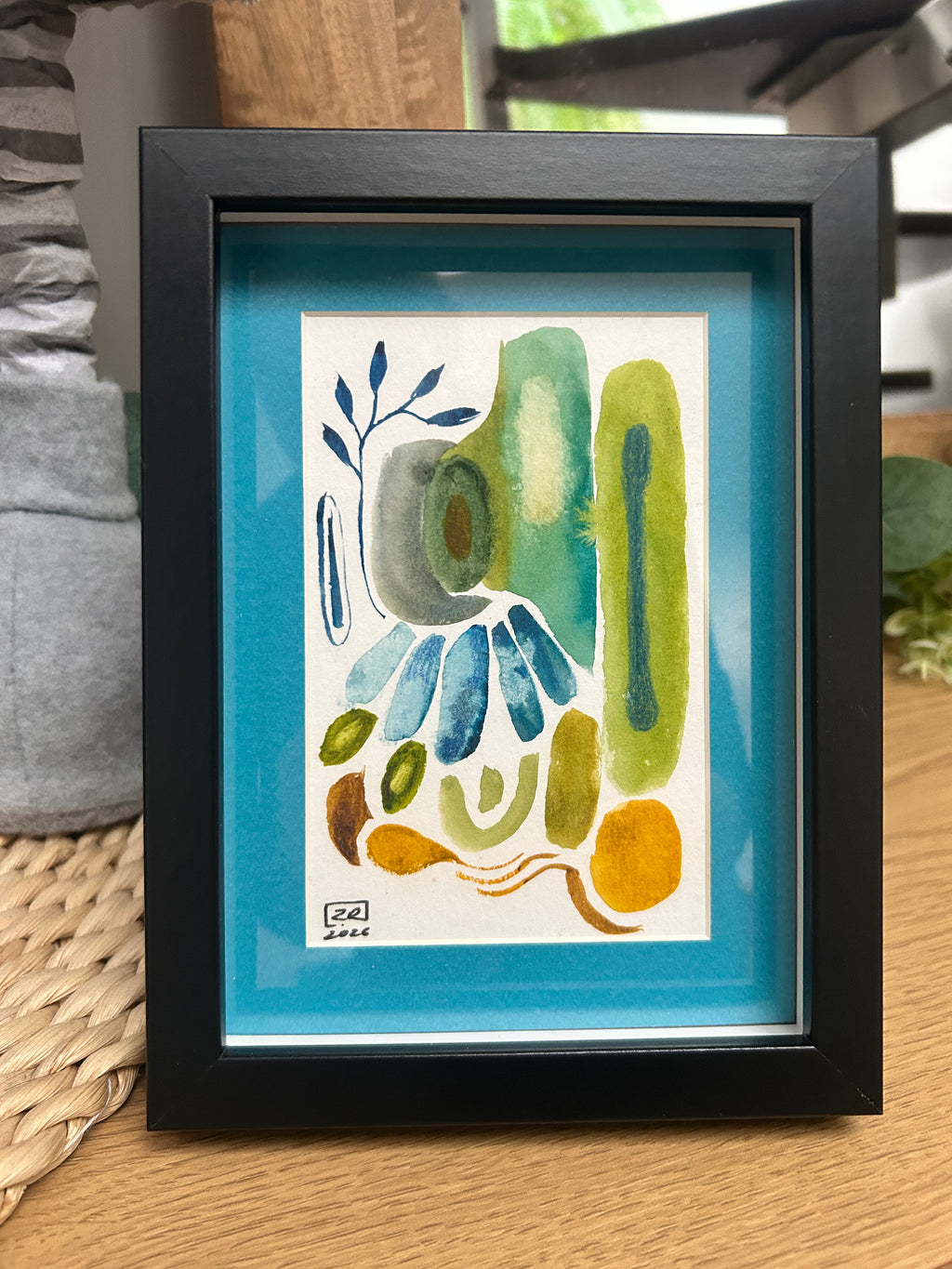 Abstrakcja w kolorach zieleni 13 x 18 cm