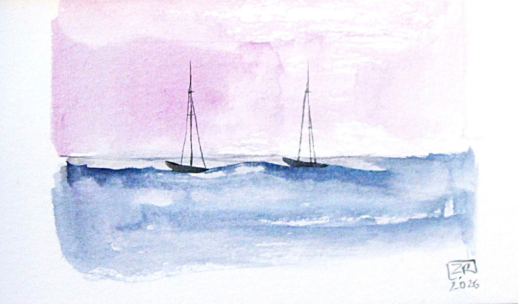 Żaglówki - Fiolet, Róż 10 x 15 cm