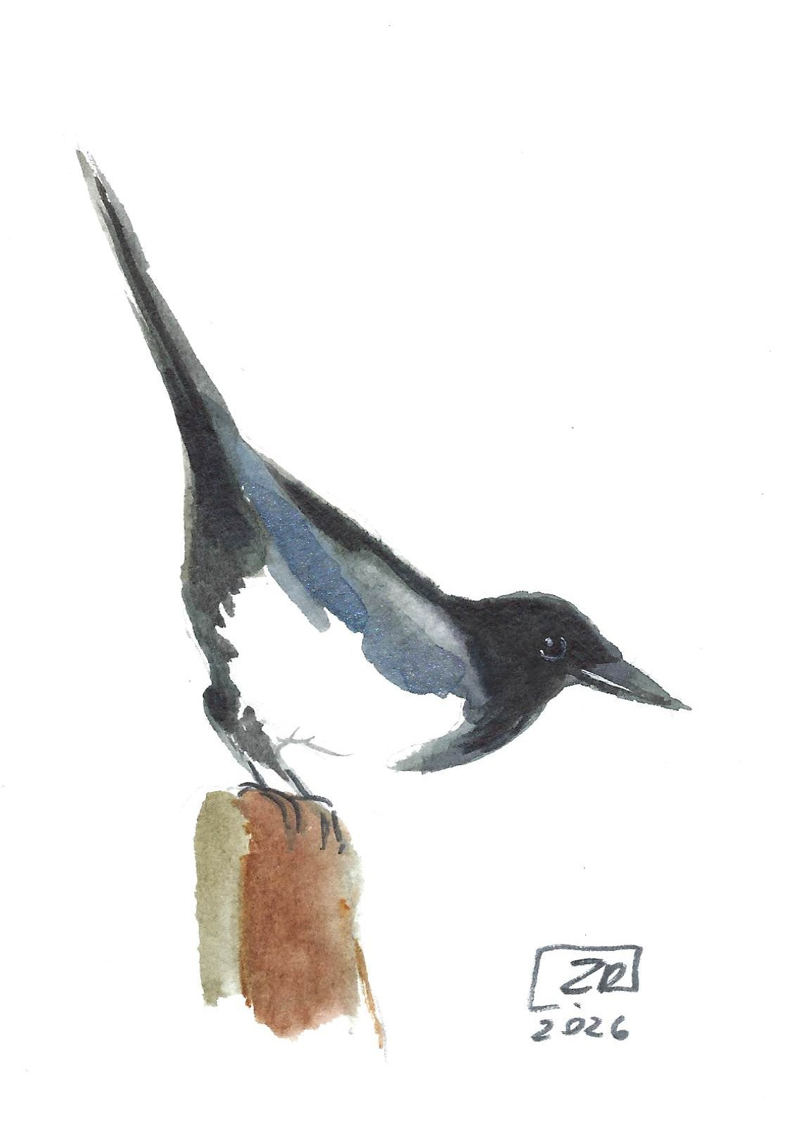 Ptak - Sroka 10 x 15 cm