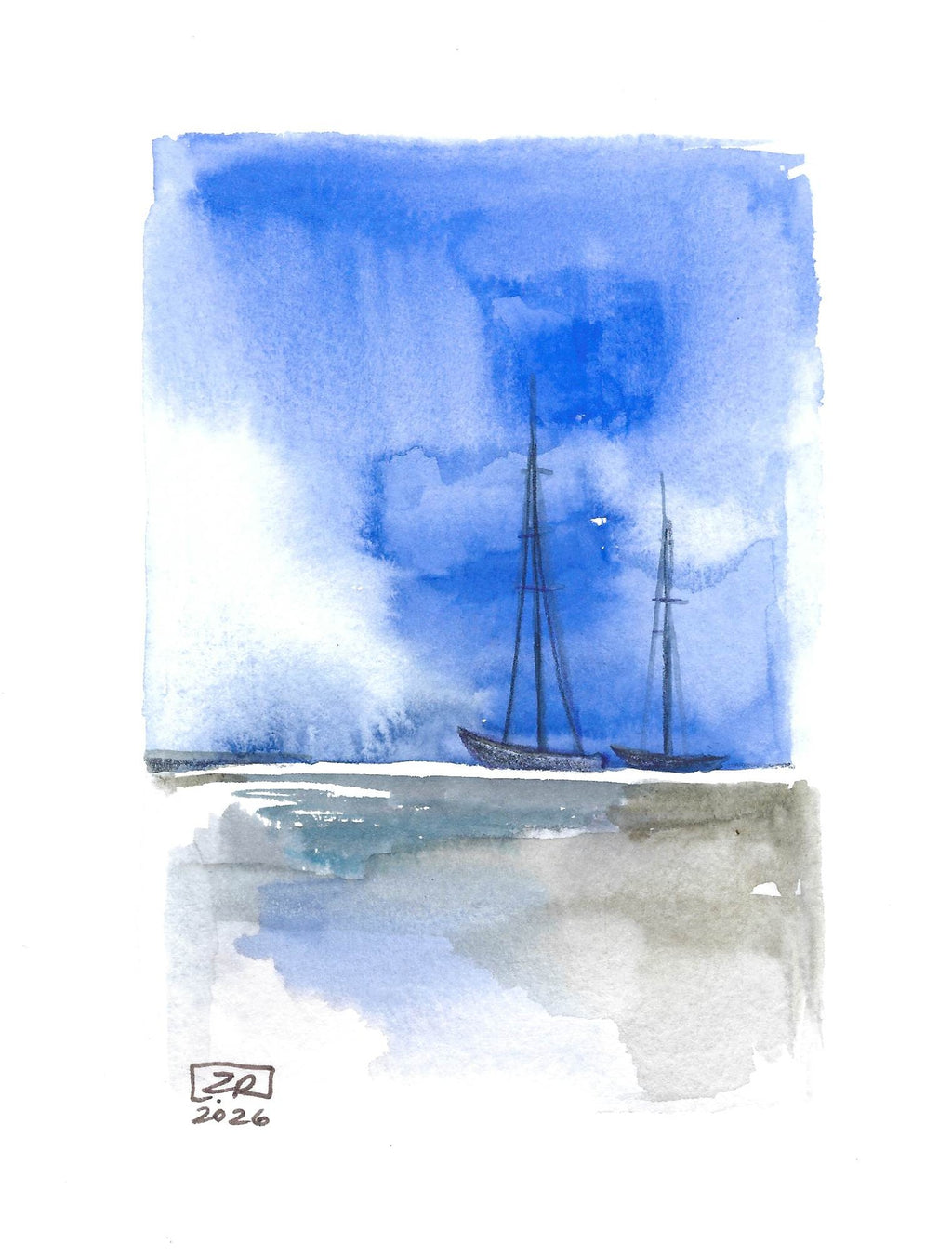 Żaglówki - Kobalt, beżowy 13 x 18 cm