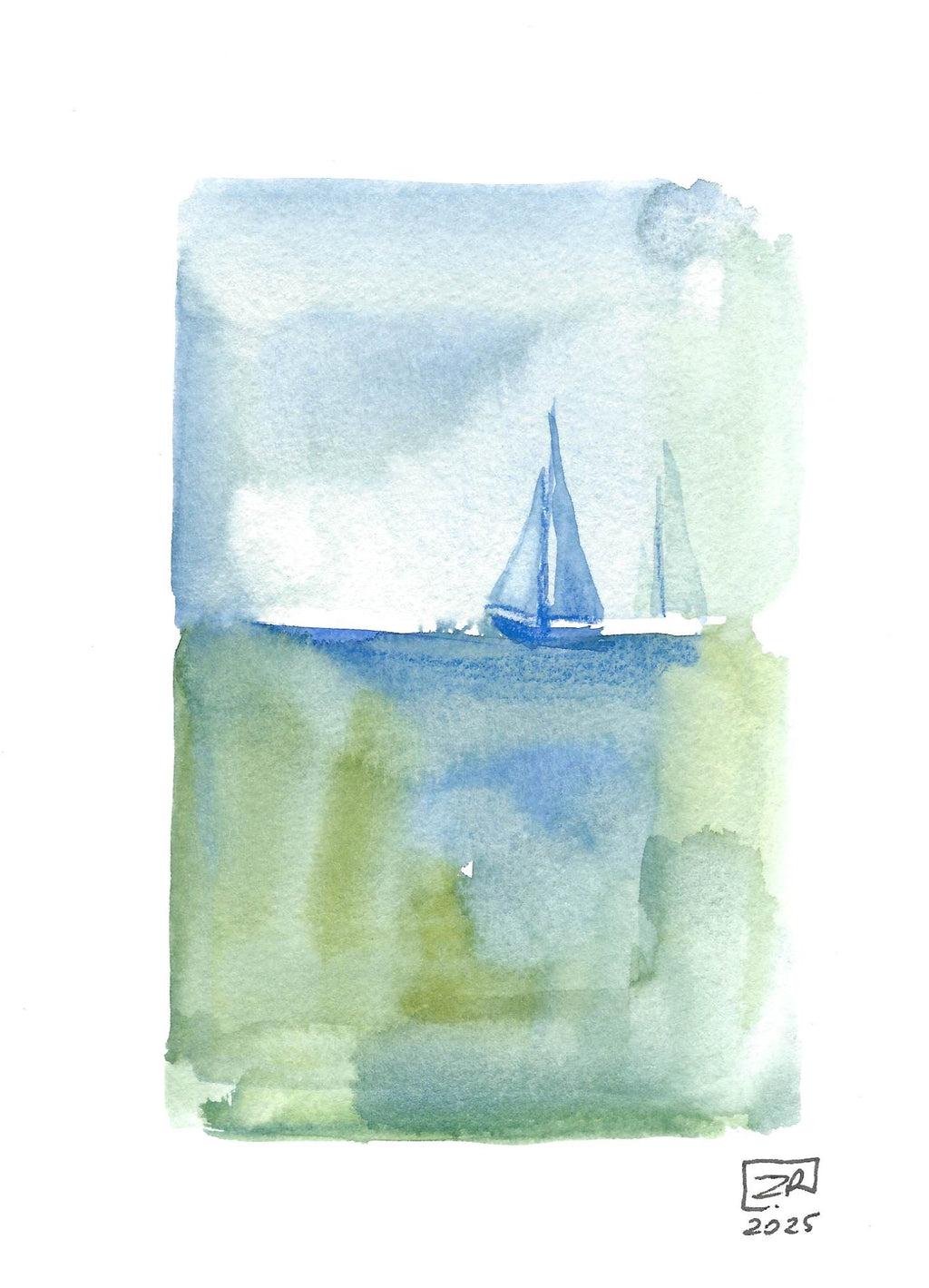 Żaglówki - Błękit, zielony 13 x 18 cm