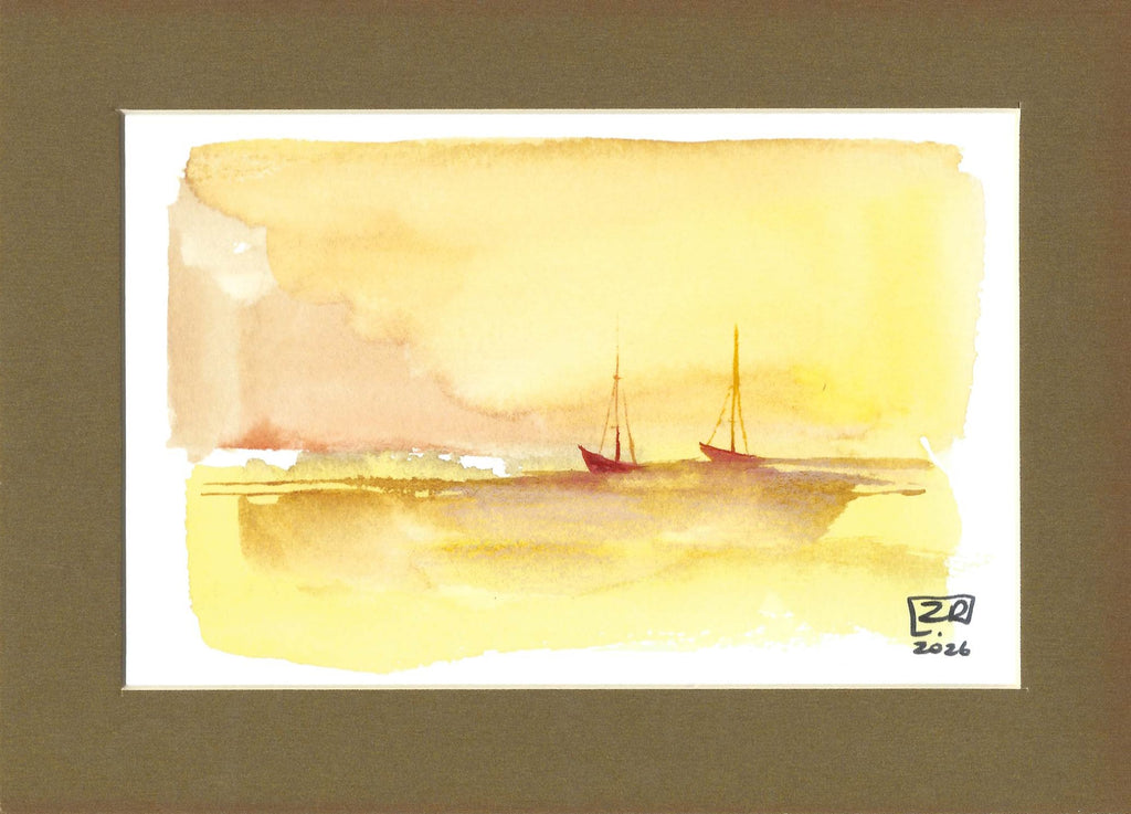 Żaglówki - Pomarańcz, żółty 13 x 18 cm