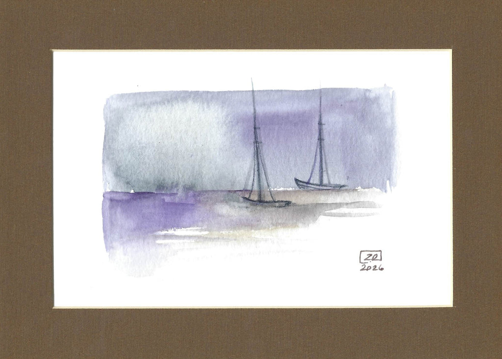 Żaglówki - Fiolet, brąz, szary 13 x 18 cm