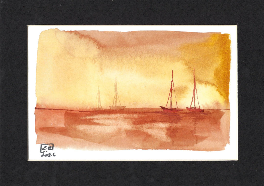 Żaglówki - Pomarańcz, żółty 13 x 18 cm