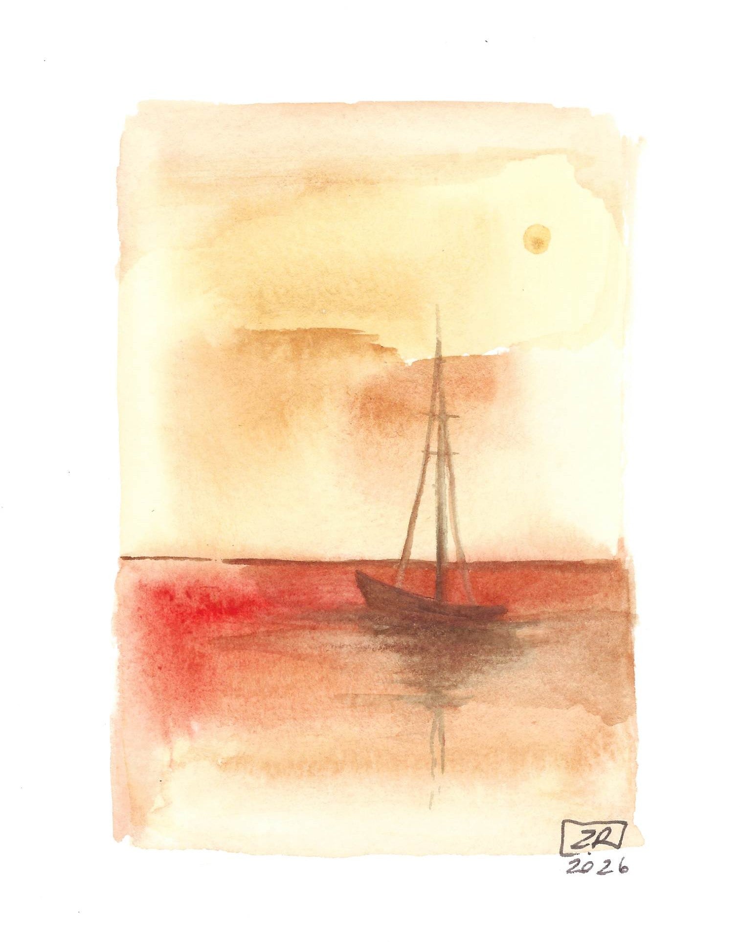 Żaglówka - Żółty, pomarańcz 13 x 18 cm