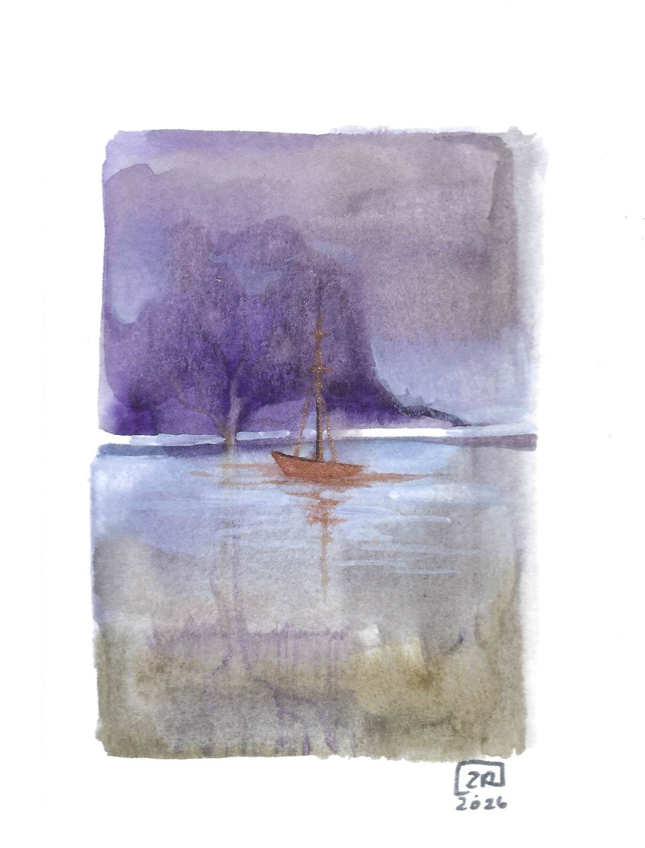 Żaglówki - Fiolet, zielony, niebieski 13 x 18 cm