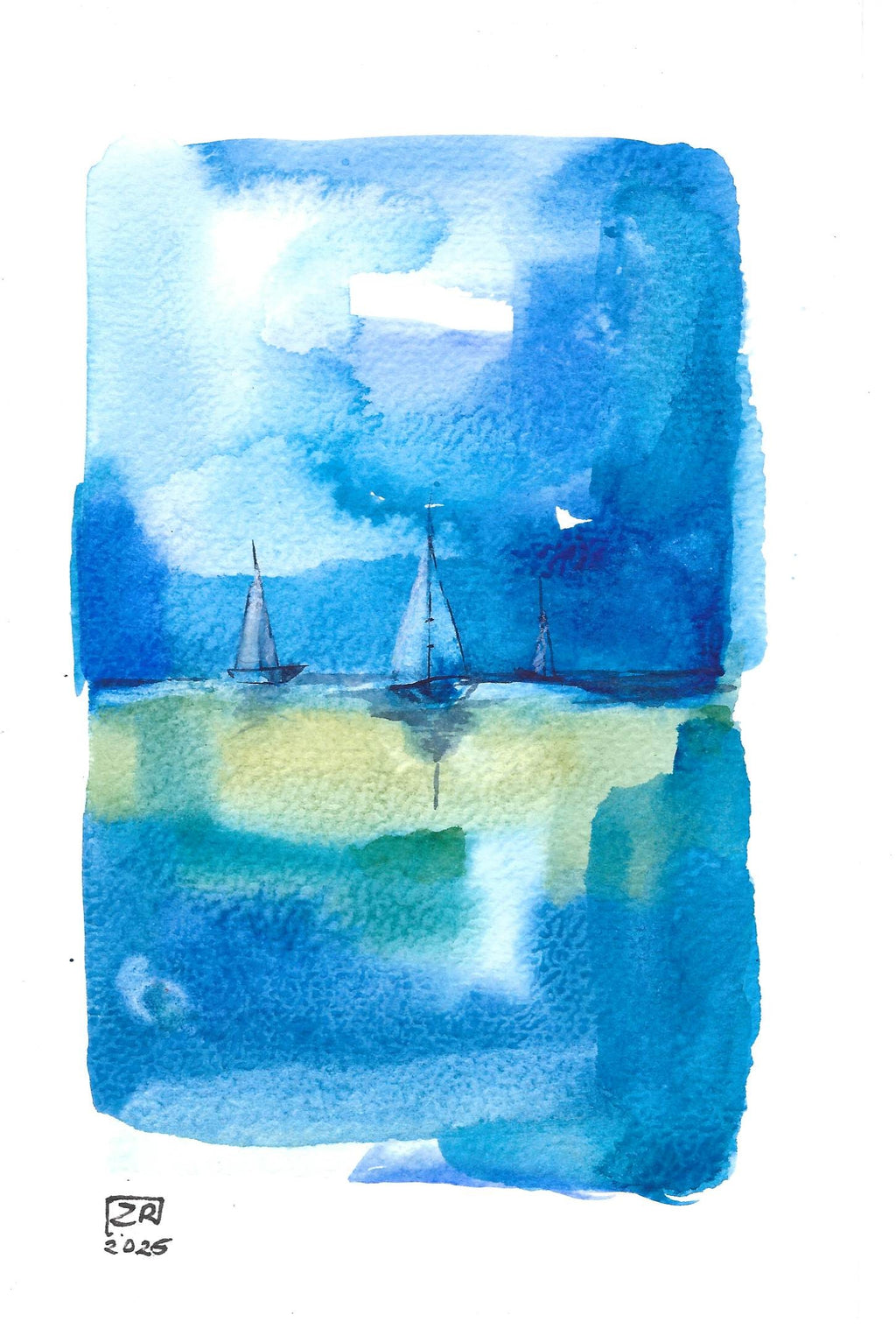Żaglówki - Kobalt, granatowy, żółty 13 x 18 cm