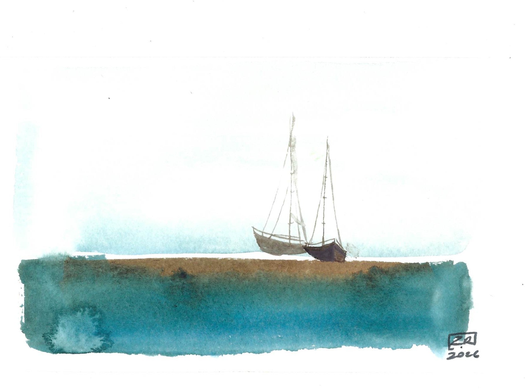 Żaglówki - Turkus, brąz 10 x 15 cm