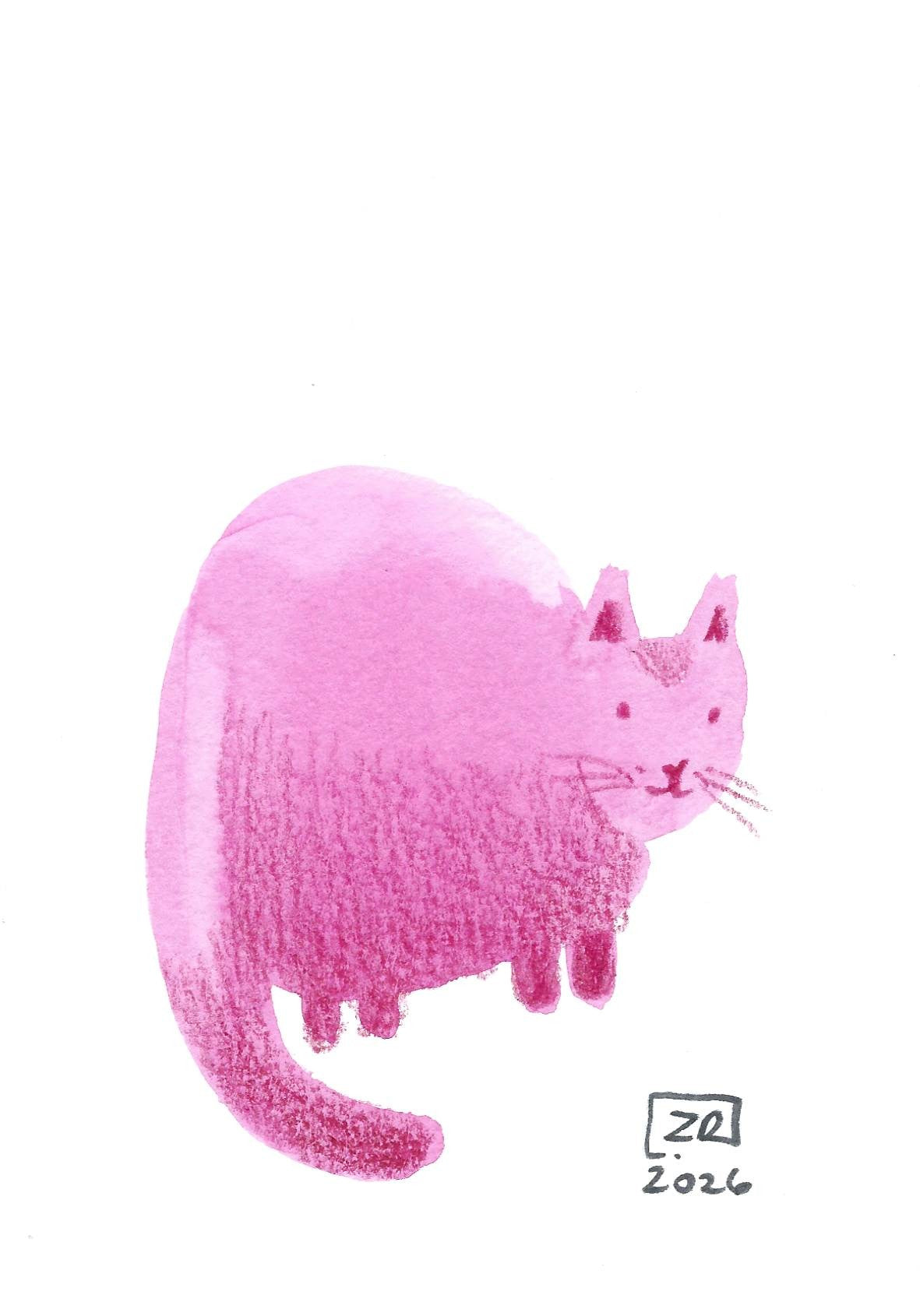 Kot - Róż 10 x 15 cm