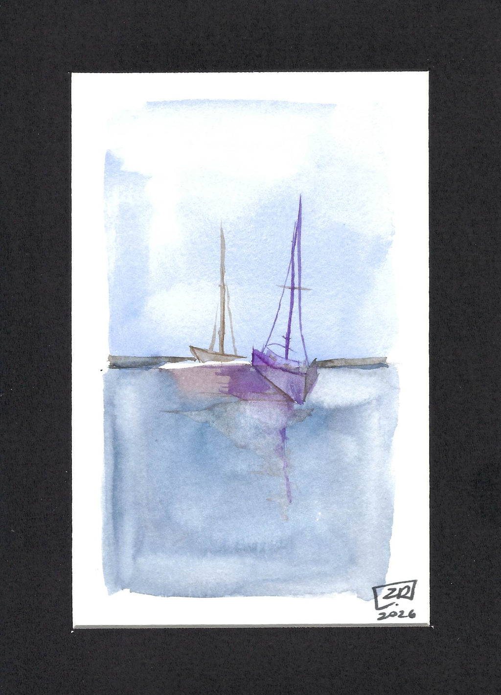 Żaglówki - Fiolet, Błękit 13 x 18 cm