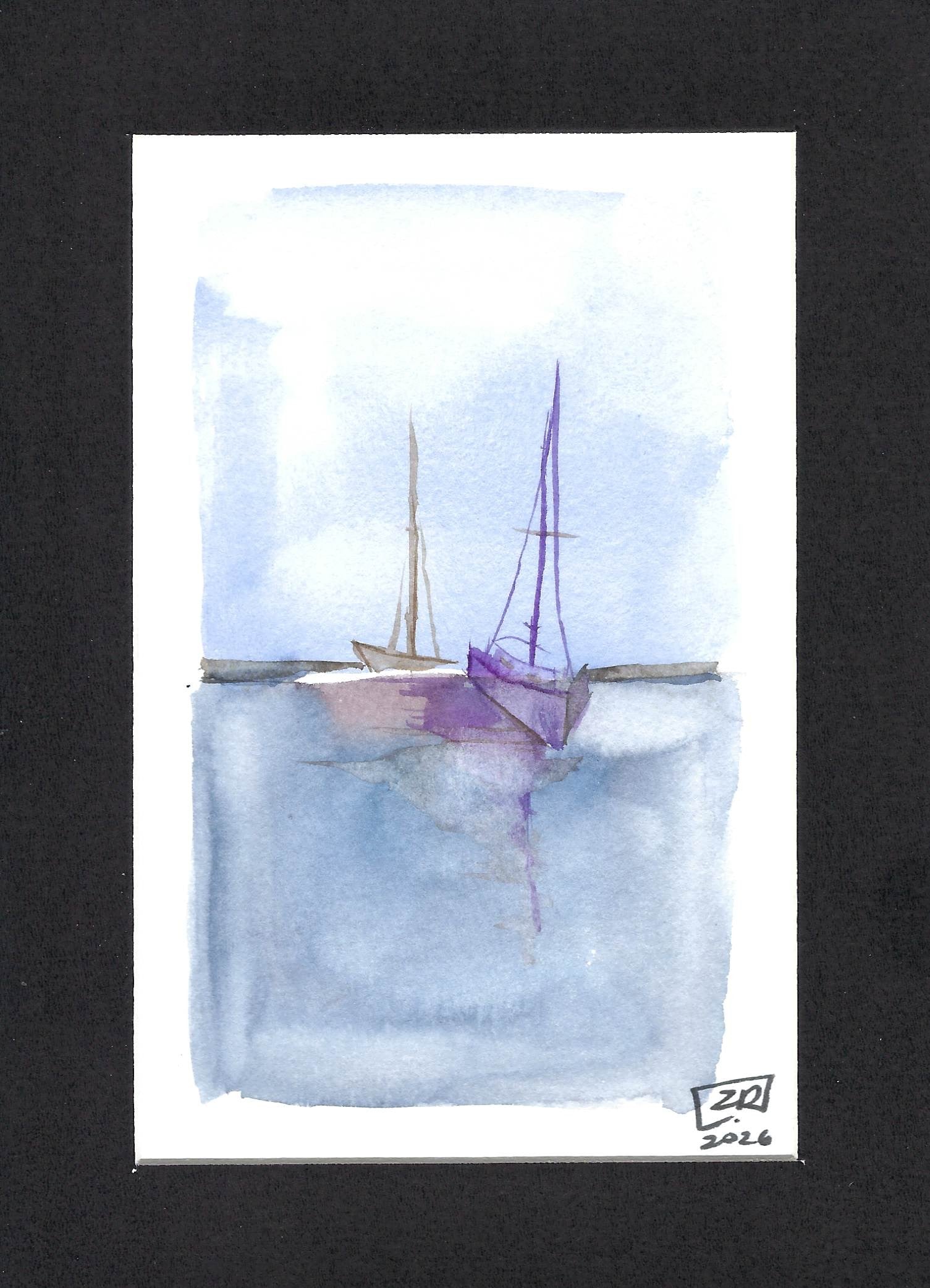Żaglówki - Fiolet, Błękit 13 x 18 cm