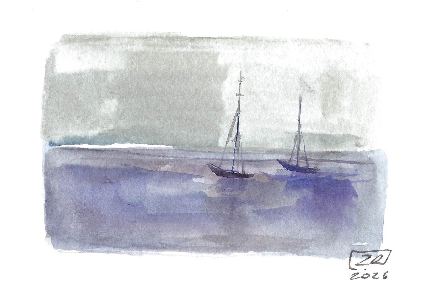 Żaglówki - Fiolet, Szary 10 x 15 cm
